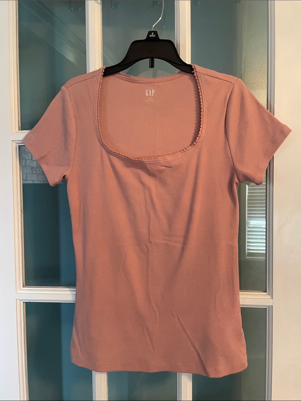 GAP Dusty Rose Square Neck Short Sleeve Top